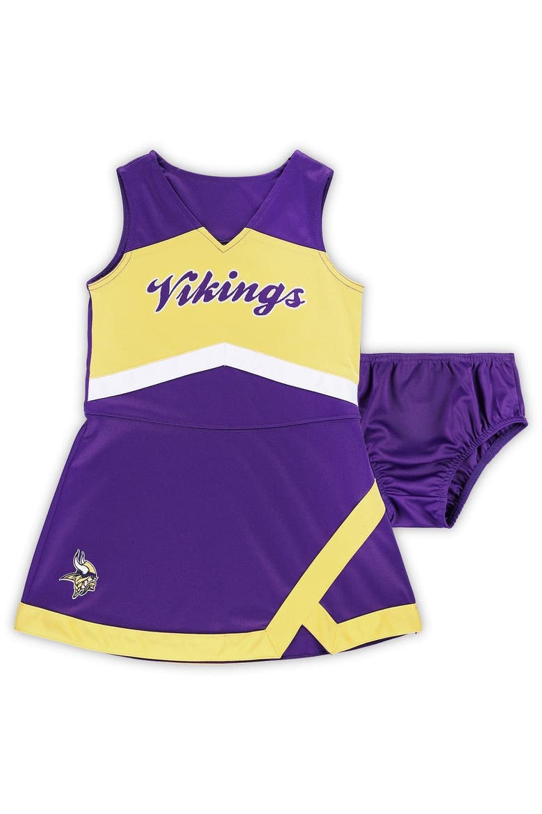 Girls Preschool Purple Minnesota Vikings Two-Piece Cheer Captain Jumper Dress with Bloomers Set, Main, color, Purple