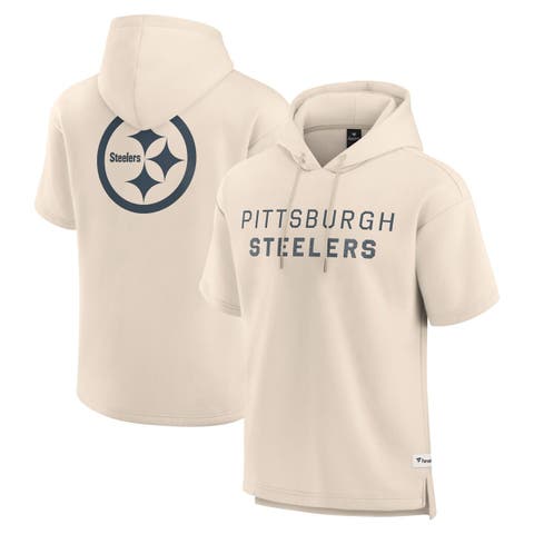 Men's Fanatics Cream Pittsburgh Steelers Elements Future Ground Lettering Short Sleeve Pullover Hoodie
