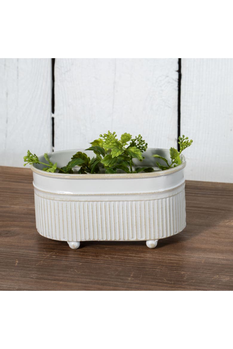 3.54" x 5.91" Antique White Metal Axl Trough Mini Planter Soap Dish, Alternate, color, White