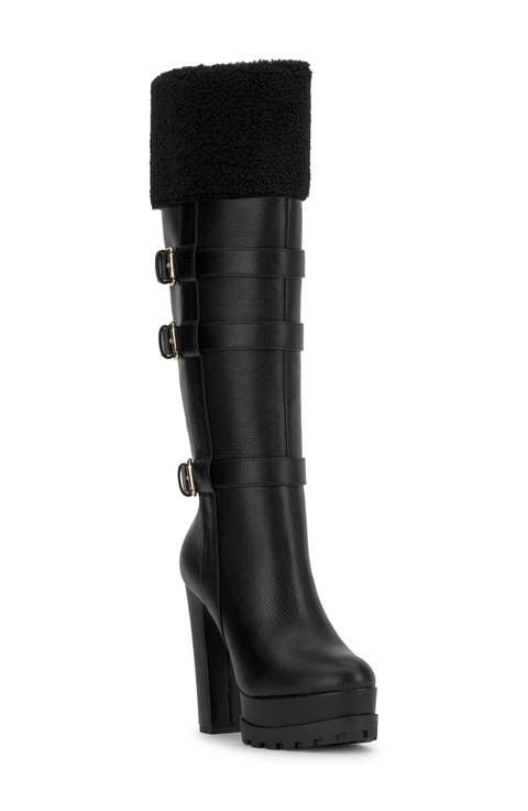 Imerald Faux Shearling Knee High Platform Boot (Women)