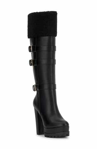 Imerald Faux Shearling Knee High Platform Boot