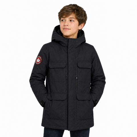 Boys' High Pile Fleece Lined Hooded Utility Parka