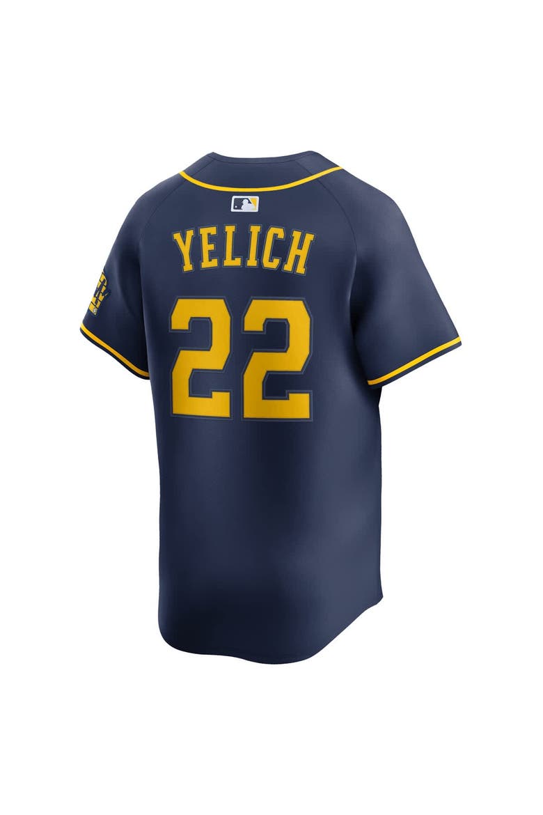 Men's Nike Christian Yelich Navy Milwaukee Brewers Alternate Limited Jersey, Alternate, color, Navy