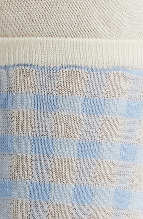 Casa Clara Maya Cotton Blend Crew Socks In Blue Gingham