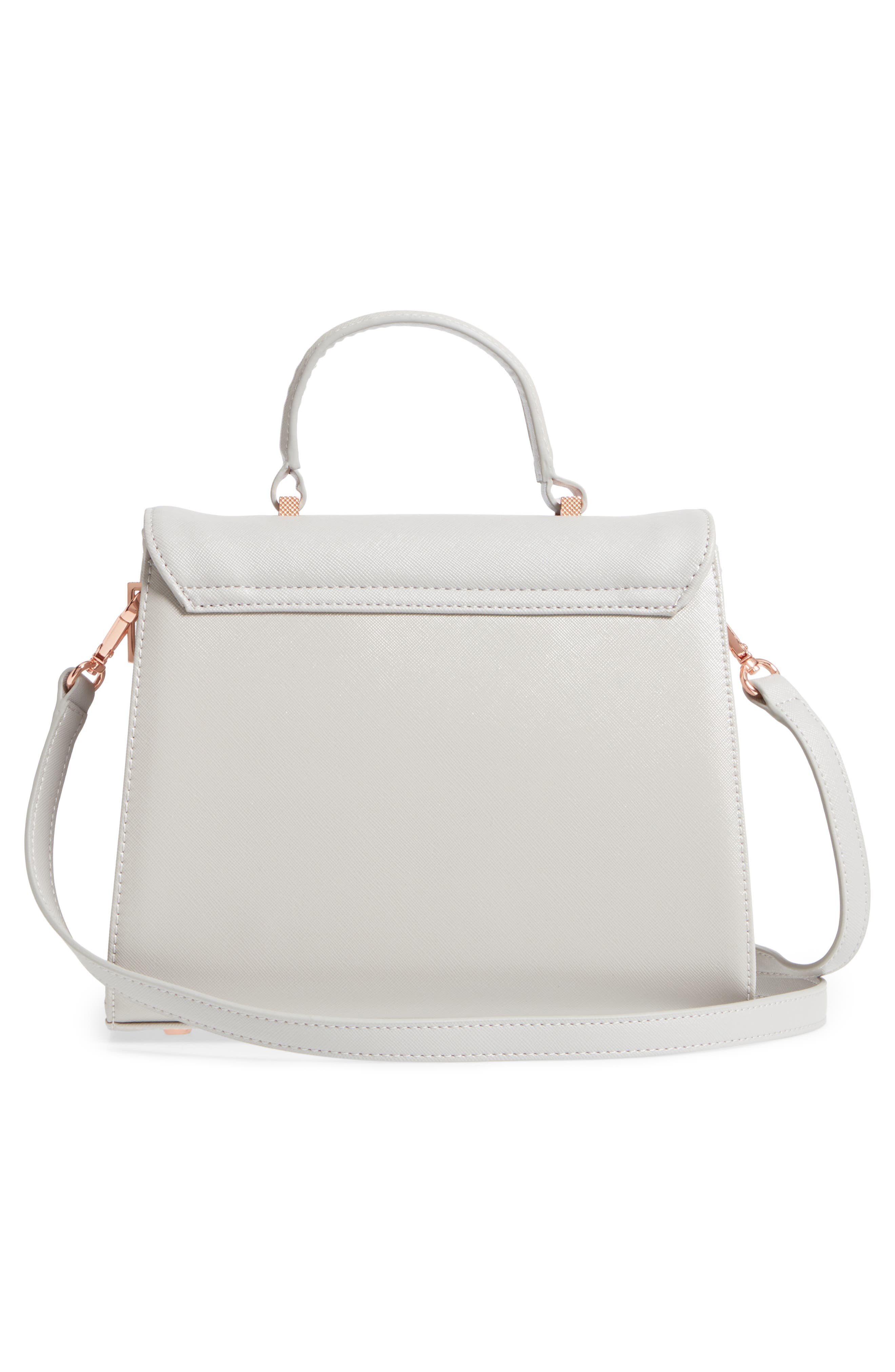 Small Hilaryy Faux Leather Satchel, Alternate, color, LIGHT GREY