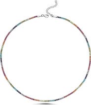 Spero London Rainbow Colourful Sterling Silver Tennis Necklace