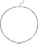Spero London Rainbow Colourful Sterling Silver Tennis Necklace