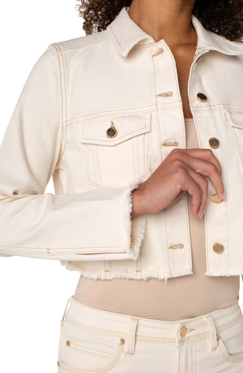 Liverpool Los Angeles Frayed Crop Denim Jacket, Alternate, color, Seaside Dunes