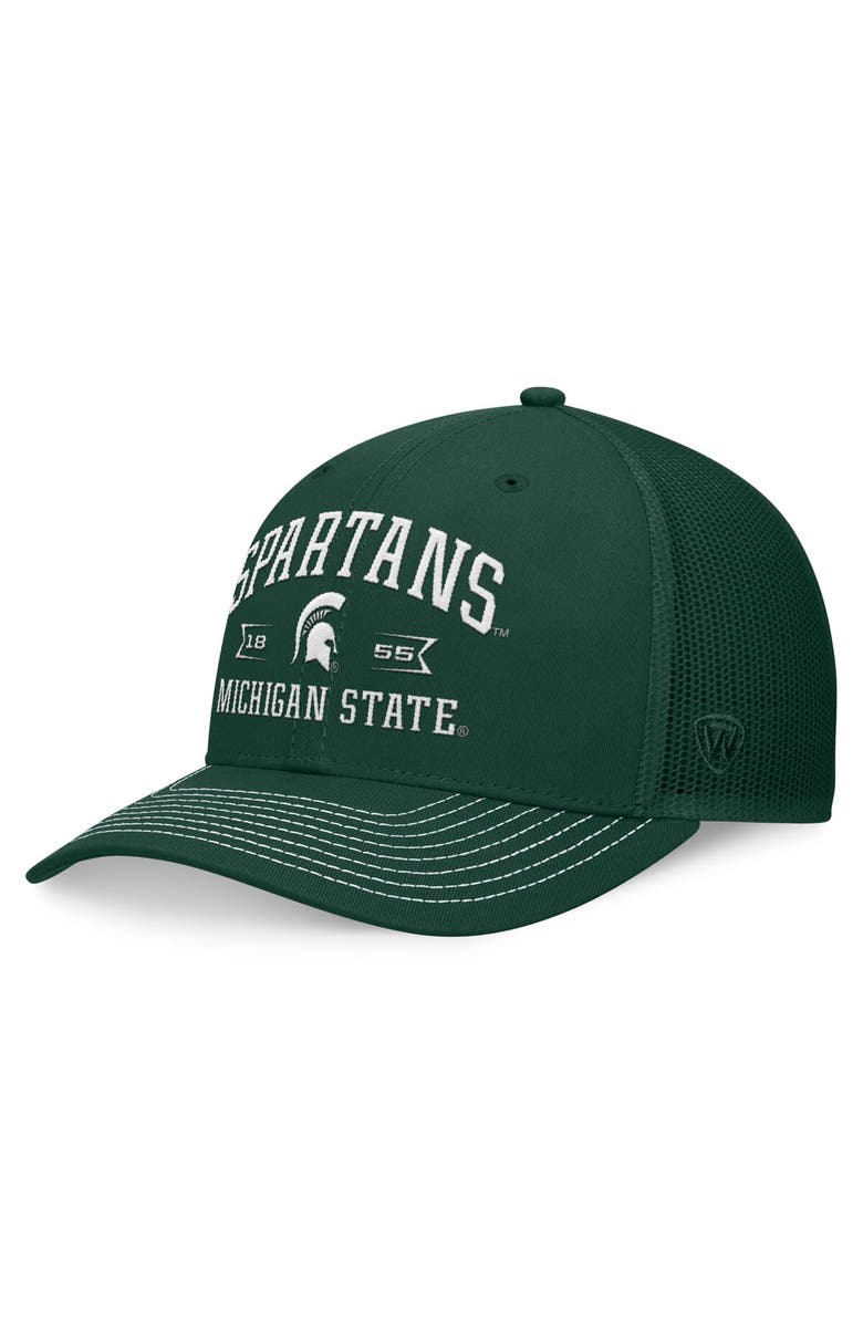 TOP OF THE WORLD Men's Top of the World Green Michigan State Spartans Carson Trucker Adjustable Hat, Main, color, Green