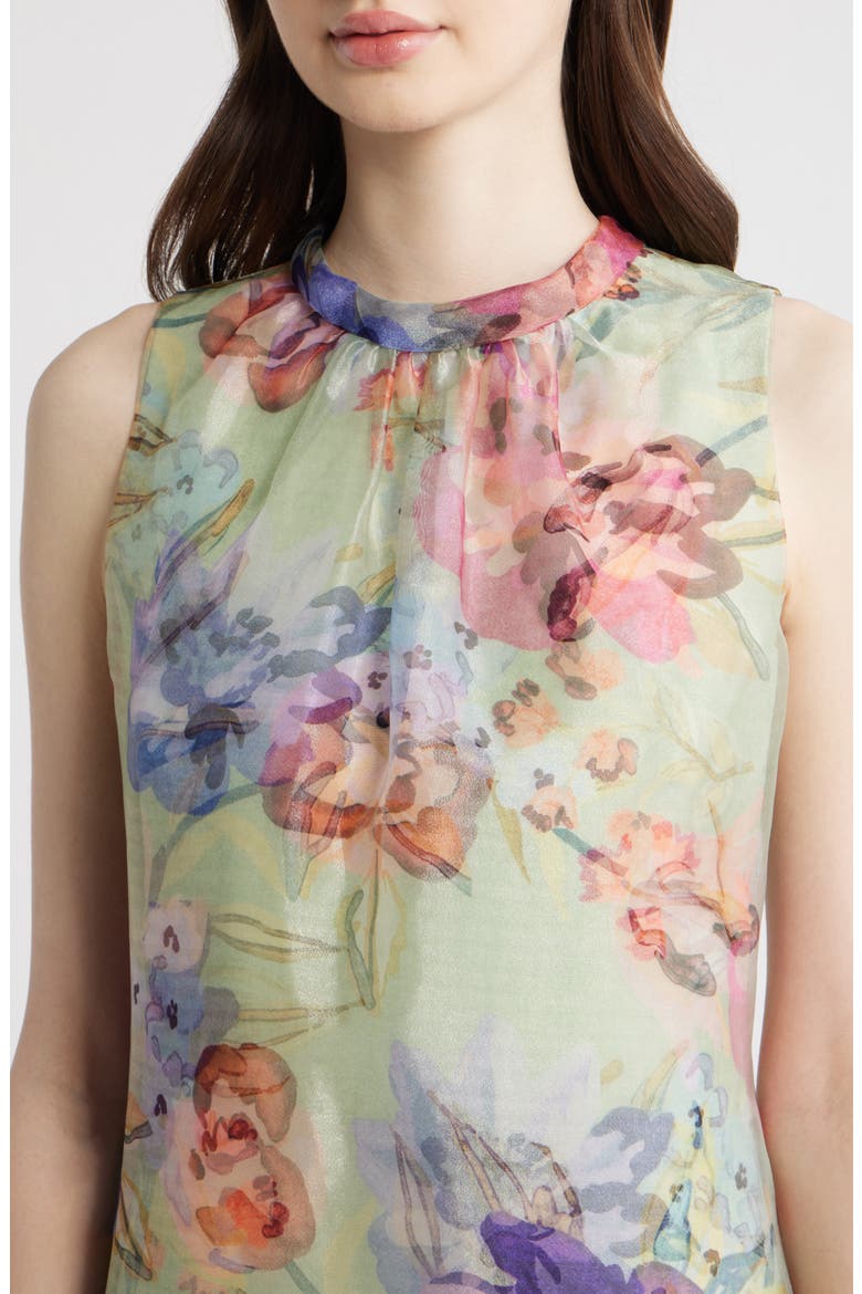 Floral Sleeveless Organza Dress, Alternate, color, AQUA COMBO