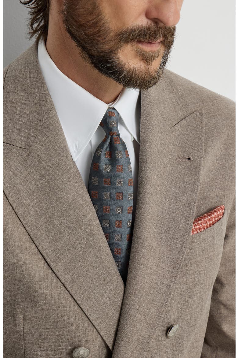 Silk tie with squares pattern, Alternate, color, Grey