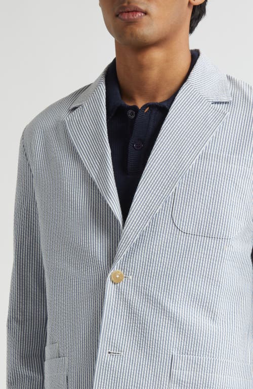 Noah Seersucker Sack Sport Coat In Silver