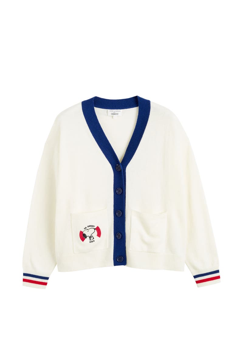 Chinti & Parker Snoopy Badge Nautical Wool Cashmere Cardigan, Alternate, color, Cream/Multi
