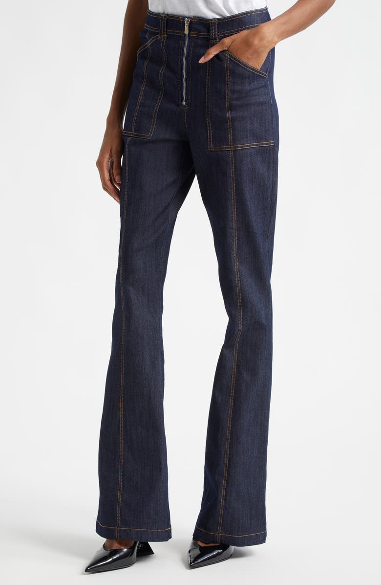 Cinq à Sept Val Topstitch Detail Flare Leg Jeans, Alternate, color,
