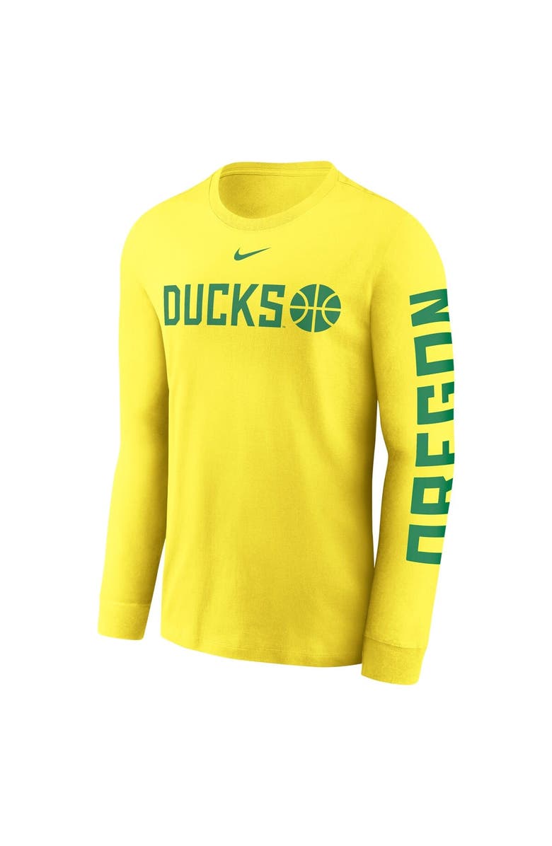 Nike Men's Nike Yellow Oregon Ducks Basketball Icon Two-Hit Long Sleeve T-Shirt, Alternate, color, Yellow