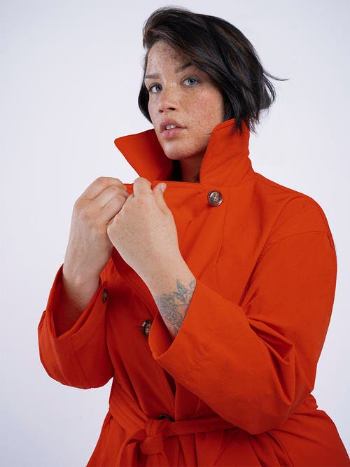 See Rose Go Tech Twill Trench Coat Plus Size In Red