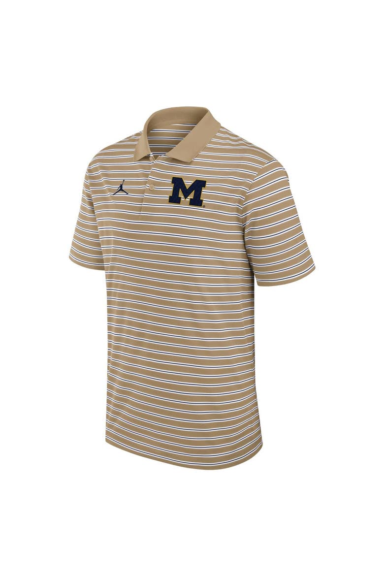 Men's Jordan Brand Tan/White Michigan Wolverines Primetime Victory Striped Polo, Alternate, color, Tan