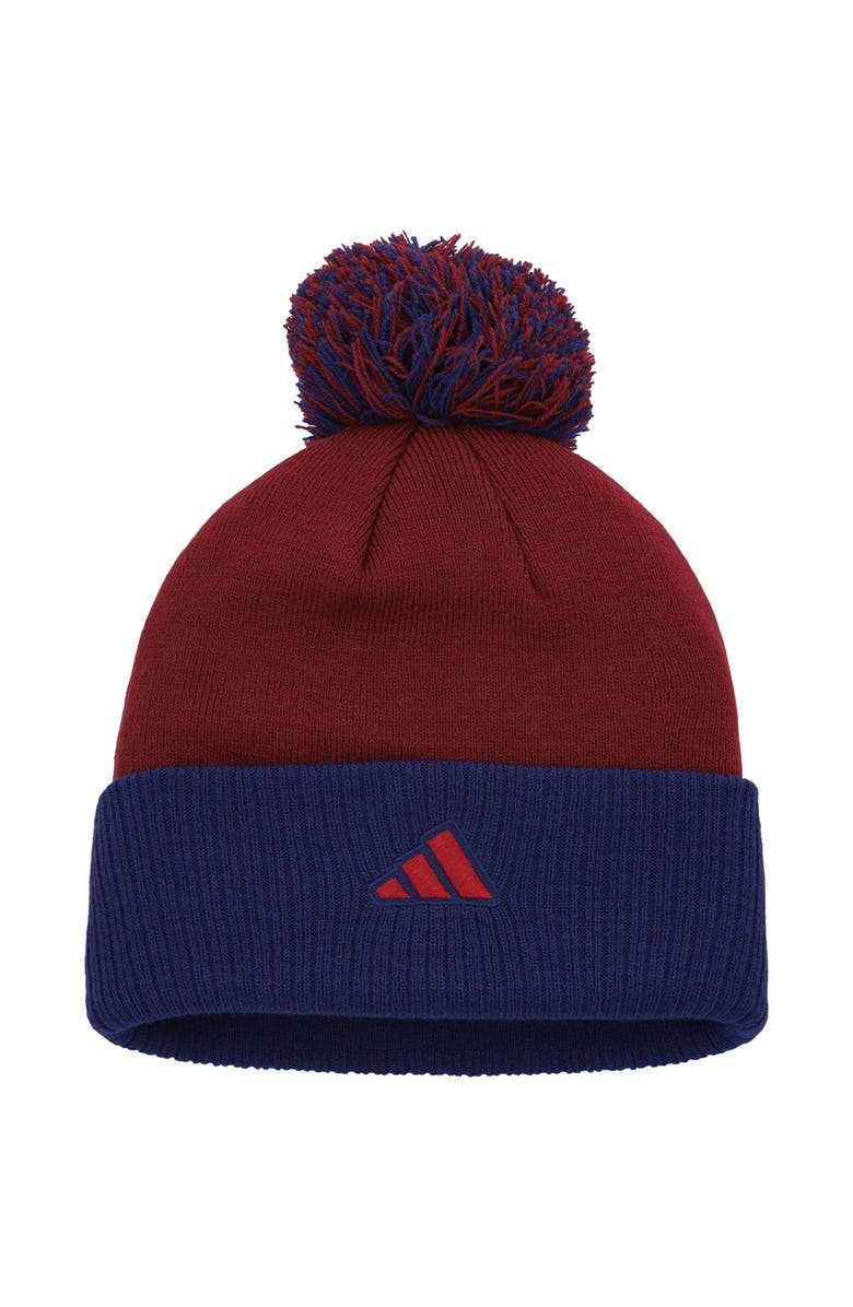 adidas Women's adidas Burgundy Colorado Avalanche Laurel Cuffed Knit Hat with Pom, Alternate, color,