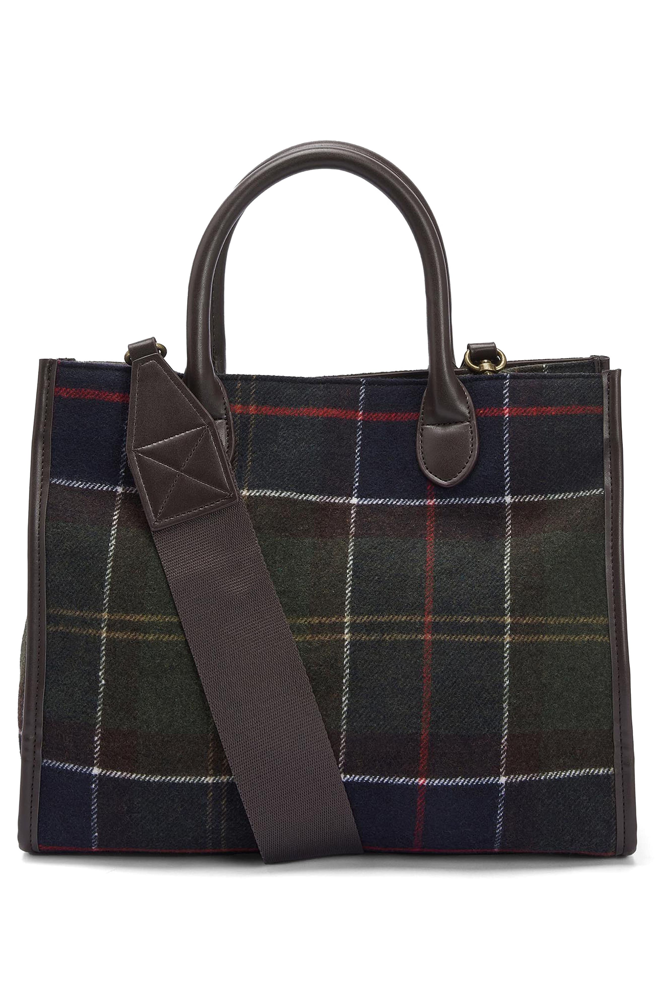 Barbour Barrhill Tartan Plaid Wool Blend Tote, Alternate, color, 