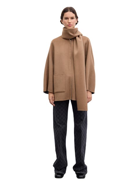Reversible Cape Scarf Draped Coat