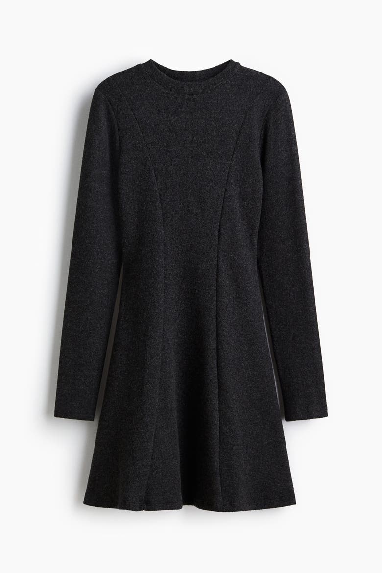 Knitted Mini Dress, Alternate, color, Dark gray melange
