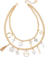 GUESS Crystal Charm Layered Necklace