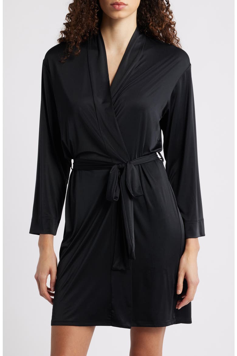 Aphrodite Satin Robe, Main, color, BLACK