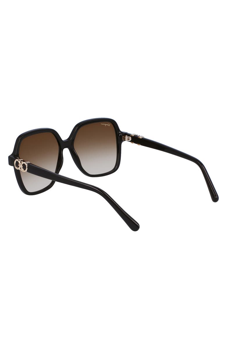 FERRAGAMO 57mm Gradient Rectangular Sunglasses, Alternate, color, Dark Brown