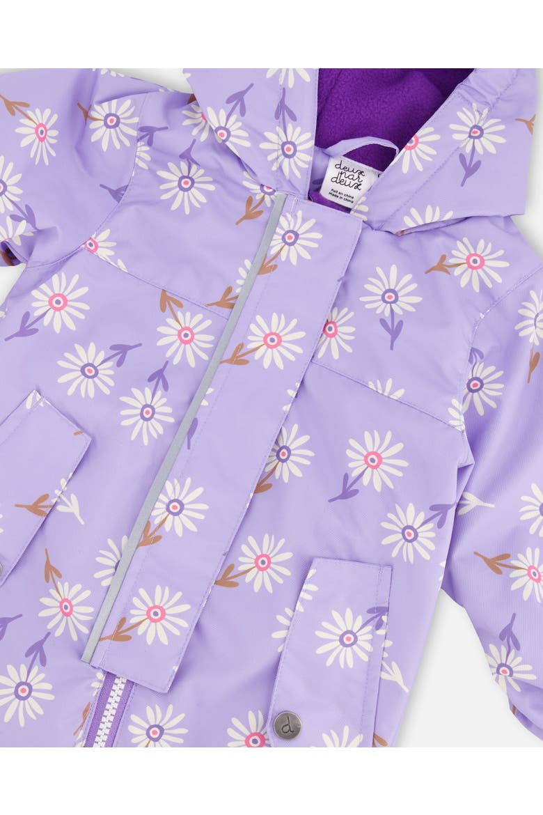 Baby Mid-Season One-Piece Daisy Print Outerwear with Hat, Alternate, color, Purple Printed Daisies