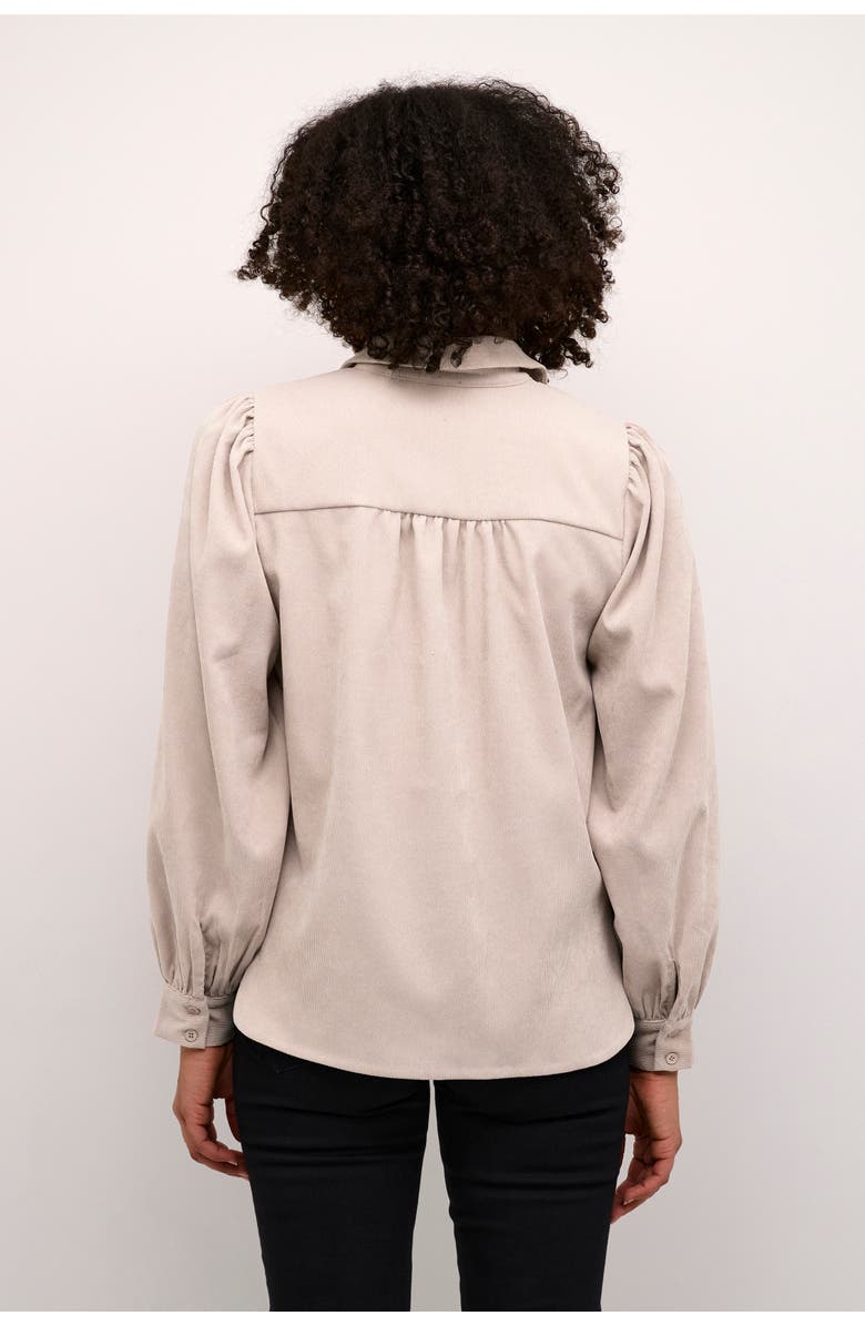 Kaffe KAhermine Velvet Voluminous Sleeve Shirt, Alternate, color, Feather Gray C.