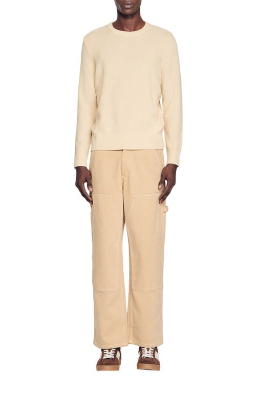 Sandro Rice Wool Blend Crewneck Sweater In Neutral