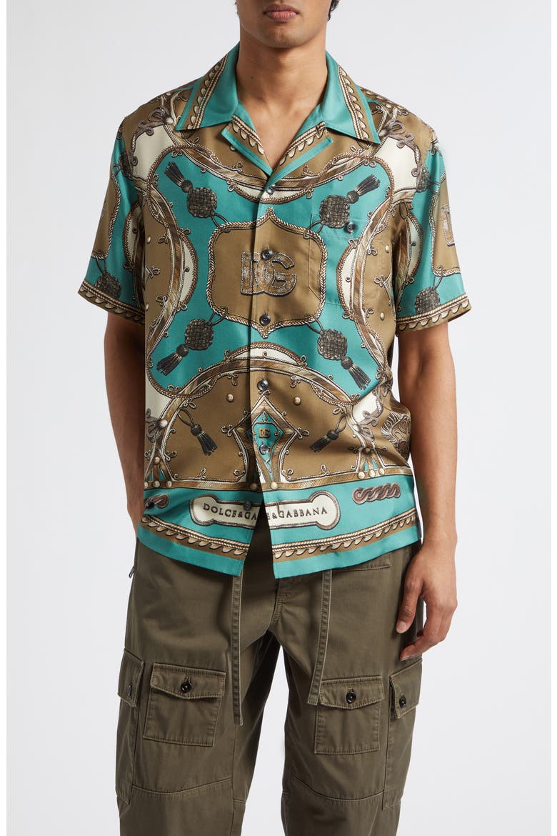 Cargo Print Washed Silk Twill Camp Shirt, Main, color, CORDE/ NAPPE F.VERDON
