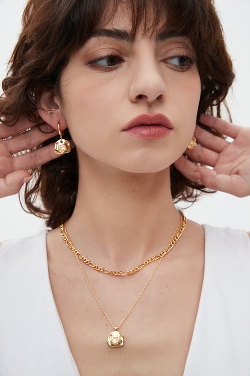 Classicharms Aria Gemstone Pendant Necklace And Figaro Chain Layering Set In Gold