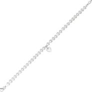 Mignonette Kids' Heart Charm Cultured Pearl Bracelet