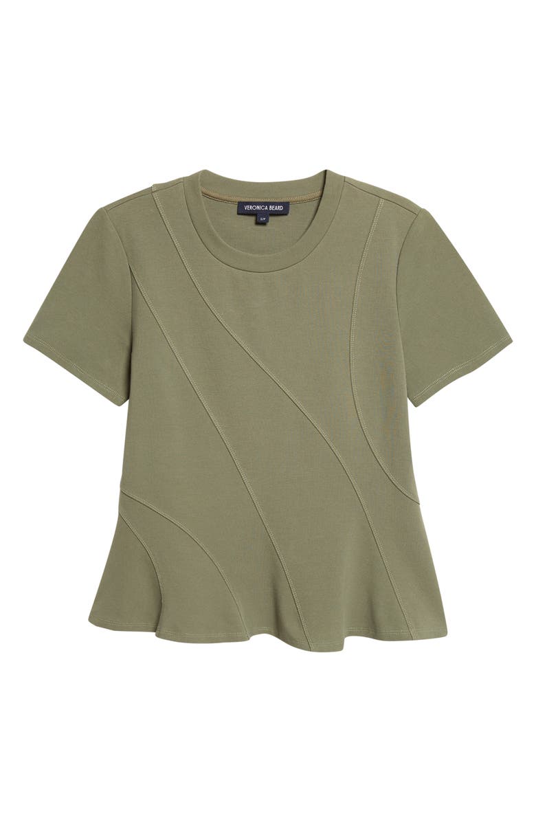 Veronica Beard Syverin Stretch Cotton Peplum T-Shirt, Alternate, color, Stone Army