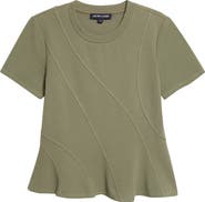 Veronica Beard Syverin Stretch Cotton Peplum T-Shirt