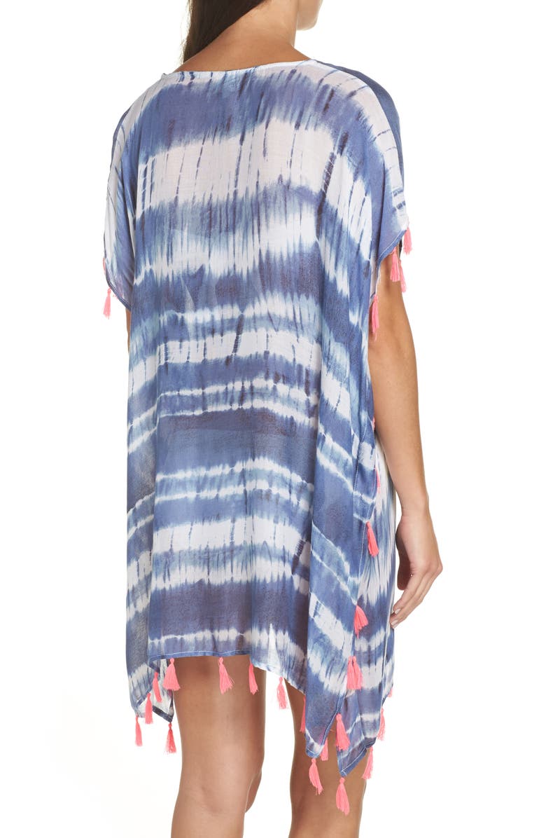 Surf Gypsy Stripe Tassel Cover-Up Poncho, Alternate, color,