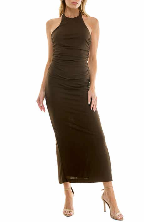 Ruched Halter Maxi Dress