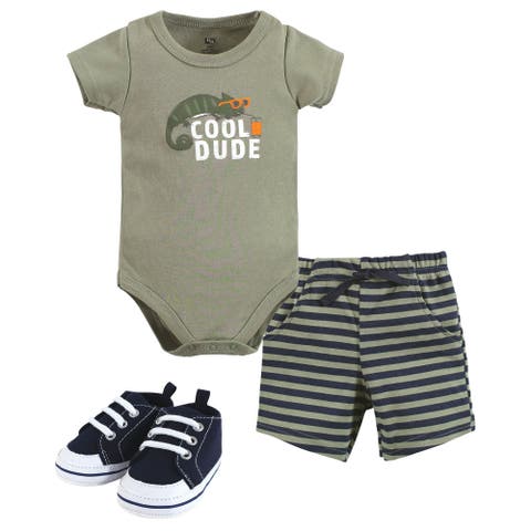 Cotton Bodysuit, Shorts and Shoe Set (Baby)