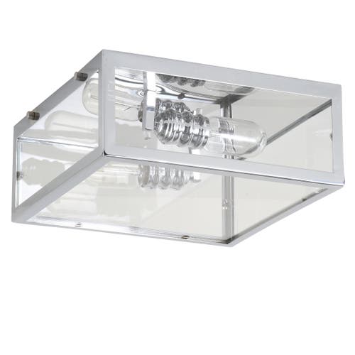 Jonathan Y Grayson 2-light Bohemian Farmhouse Iron/glass Led Flush Mount In Silver