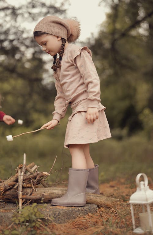 Maniere Manière Kids' Tiered Ruffle Cotton Blend Skirt In Brown