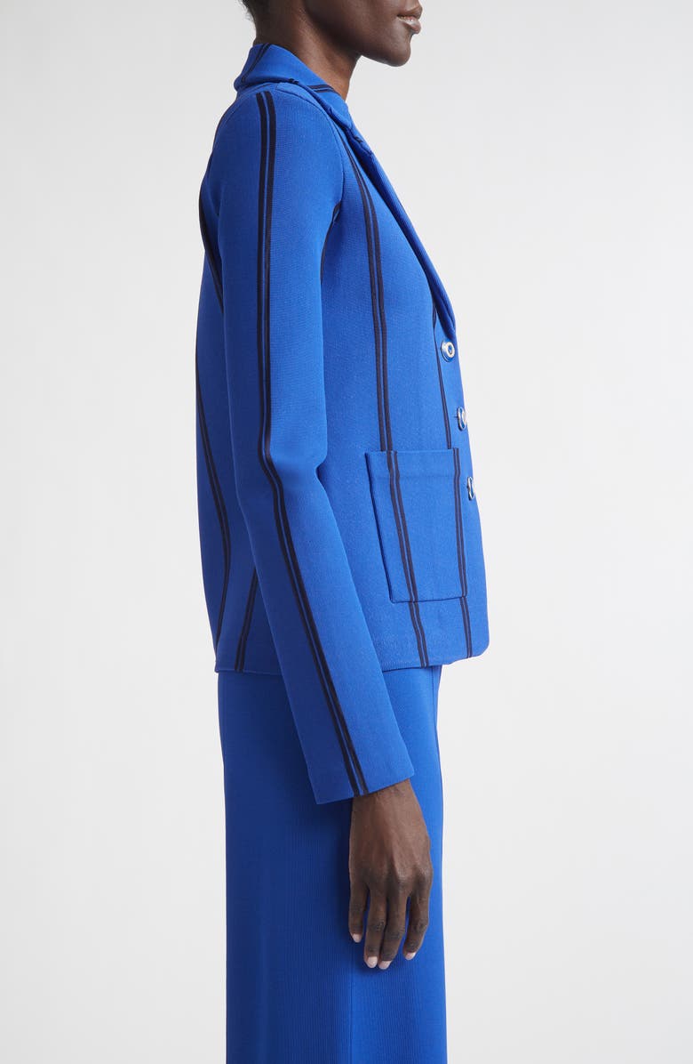 ST. JOHN Carter Stripe Roma Crepe Knit Jacket, Alternate, color, Cobalt/ Midnight