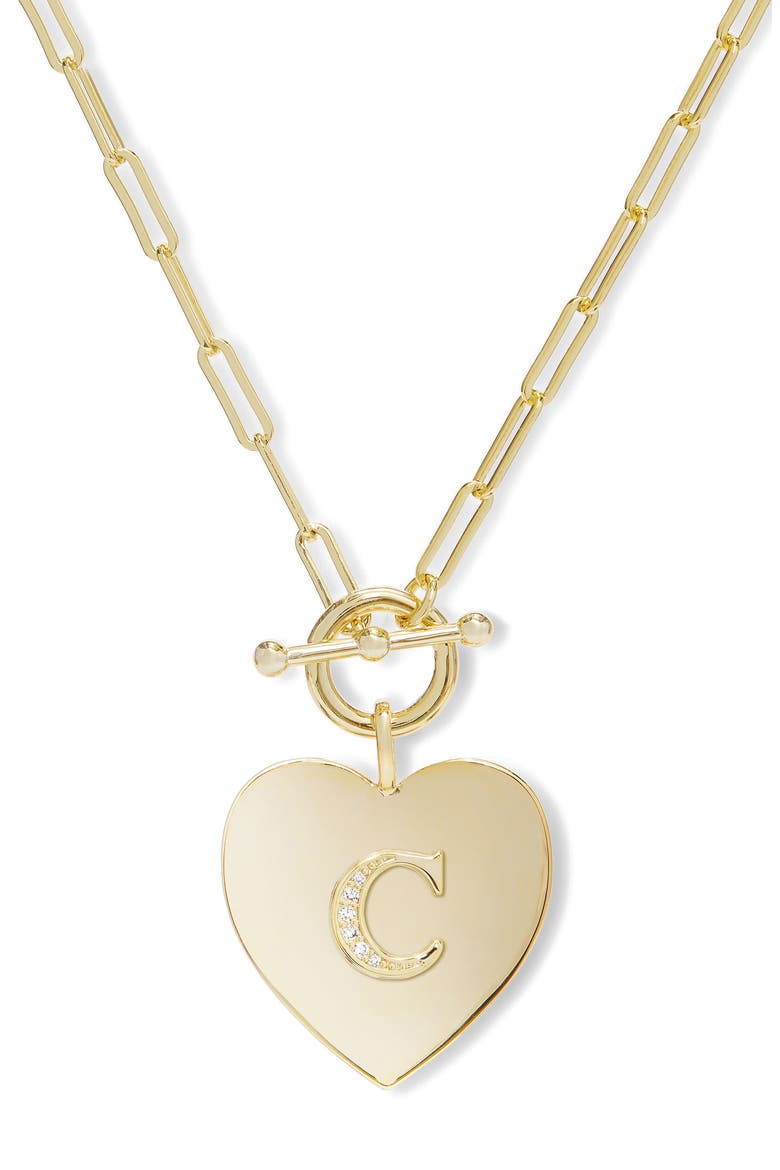 Love Letters Initial Heart Medallion Necklace, Main, color, GOLD C