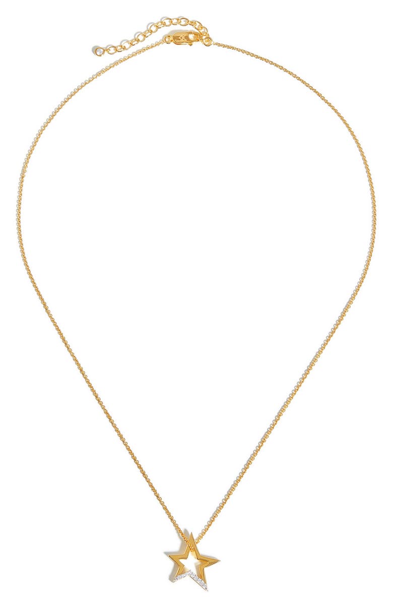 Missoma Gold Star Pavé Cubic Zirconia Pendant Necklace, Main, color,