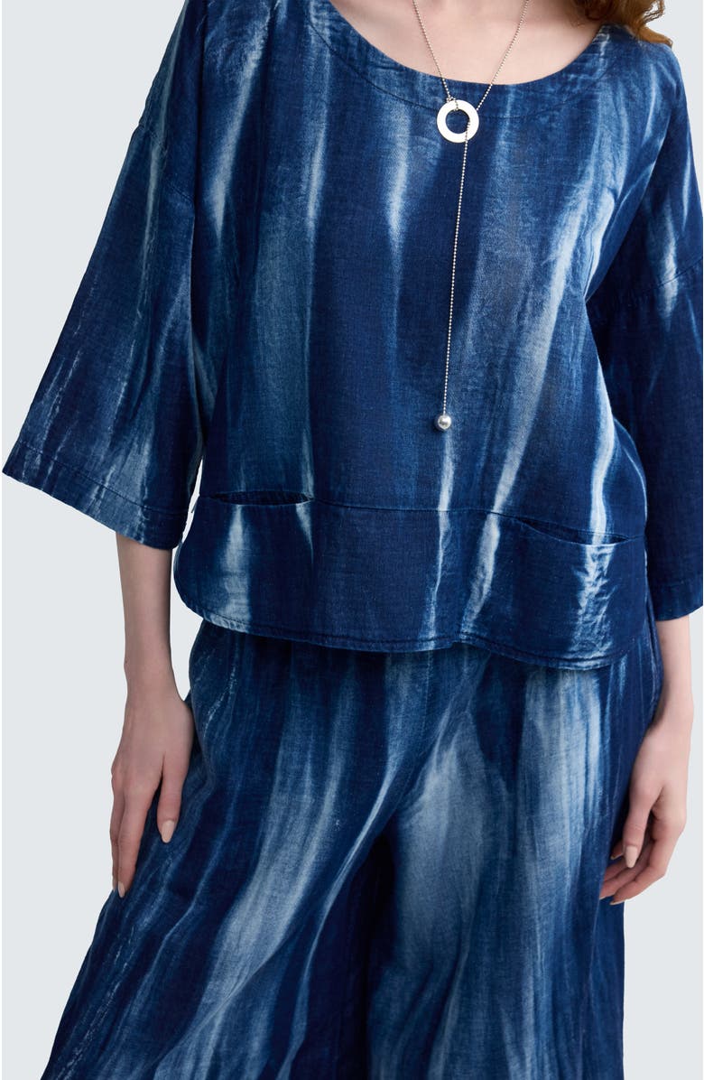 LUUKAA Avery Batik-effect Muslin Blouse, Alternate, color, Candy Sky