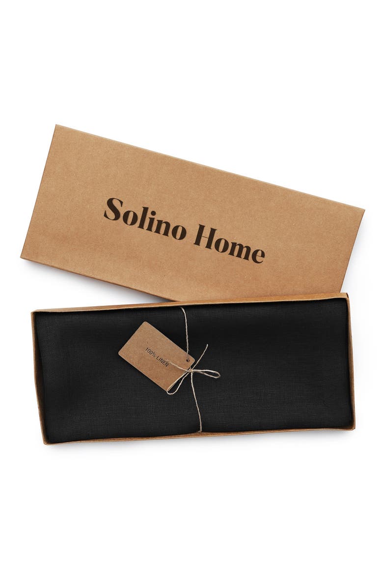 Solino Home Linen Table Runner for Dining Table, Holiday and Everyday Table Decor - Fete, Alternate, color, Black