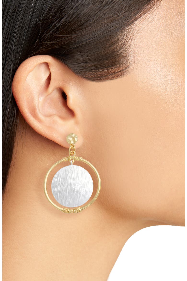 Two-Tone Drop Earrings, Alternate, color, GOLD/SILVER MIX