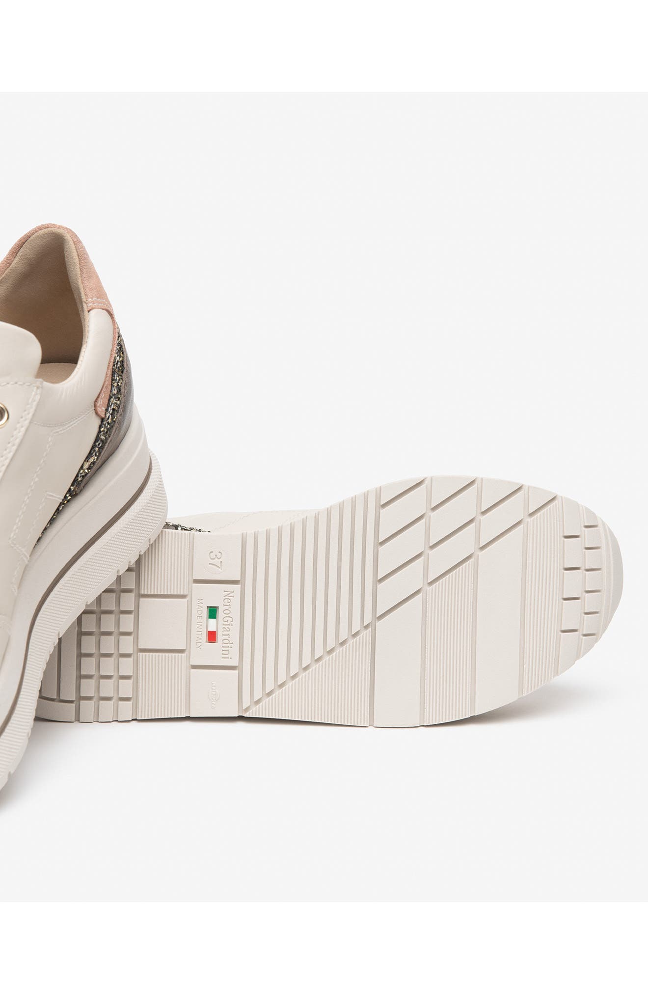 Platform Mixed Media Sneaker, Alternate, color, BEIGE MULTI