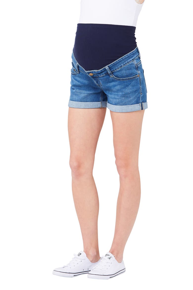 Denim Shorty Shorts, Alternate, color, Blue