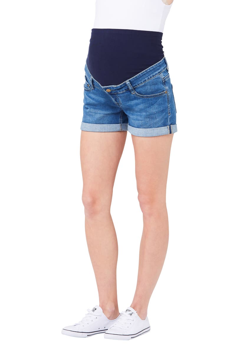 Ripe Maternity Denim Shorty Shorts, Alternate, color, Blue